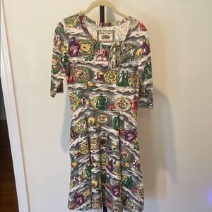 Effie’s Heart Colorful Plate Patterned Cotton Dress size Small